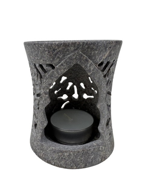 Räuchestövchen klein natur mit 60 mm Edelstahlsieb aus Speckstein